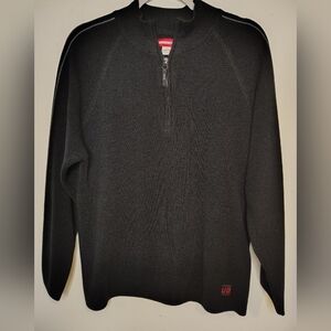Vintage Y2K Unionbay Australia Black Acrylic Preppy Quarter Zip Sweater Large